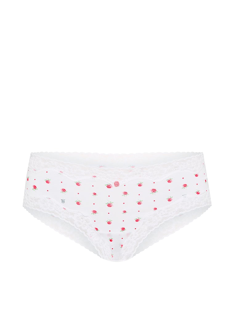 Slip cheeky in cotone con vita in pizzo