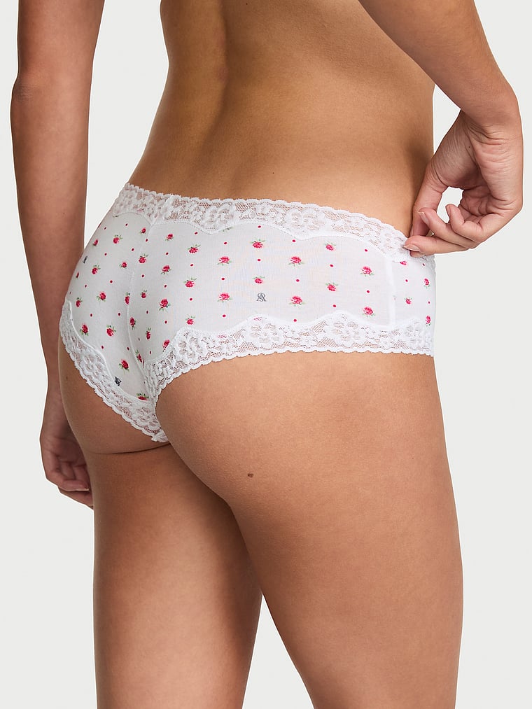 Slip cheeky in cotone con vita in pizzo