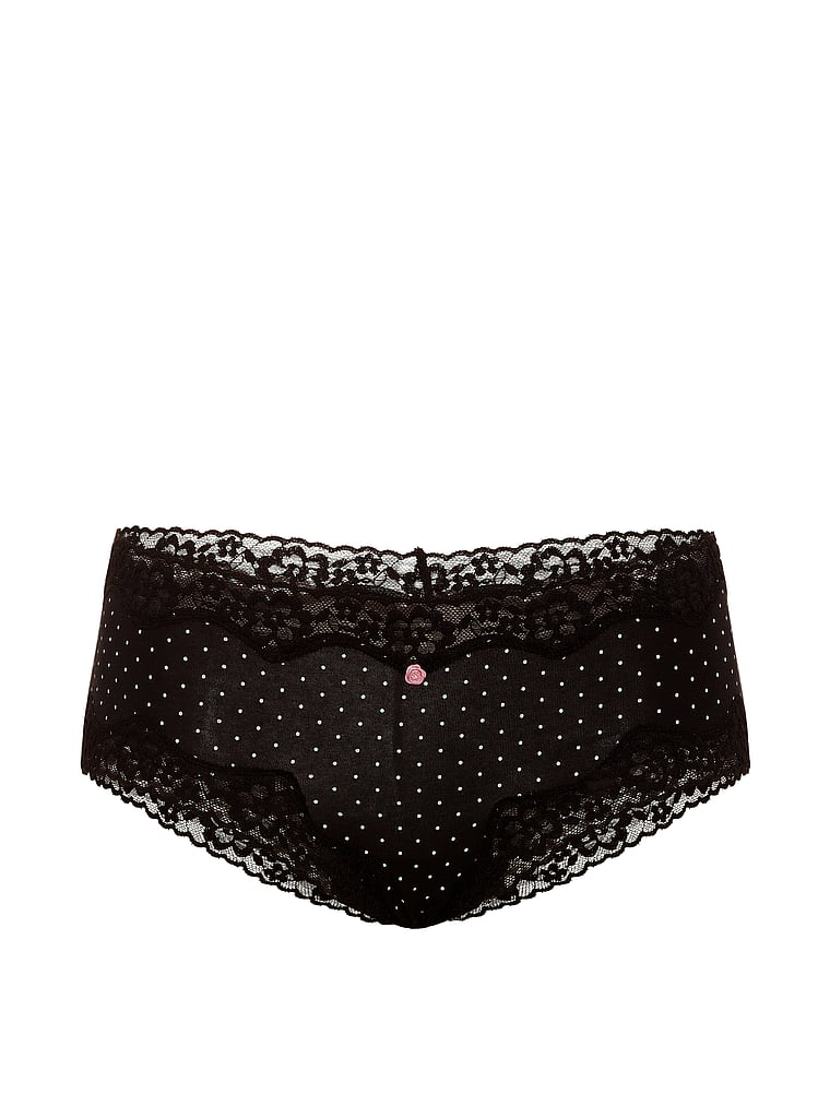 Slip cheeky in cotone con vita in pizzo