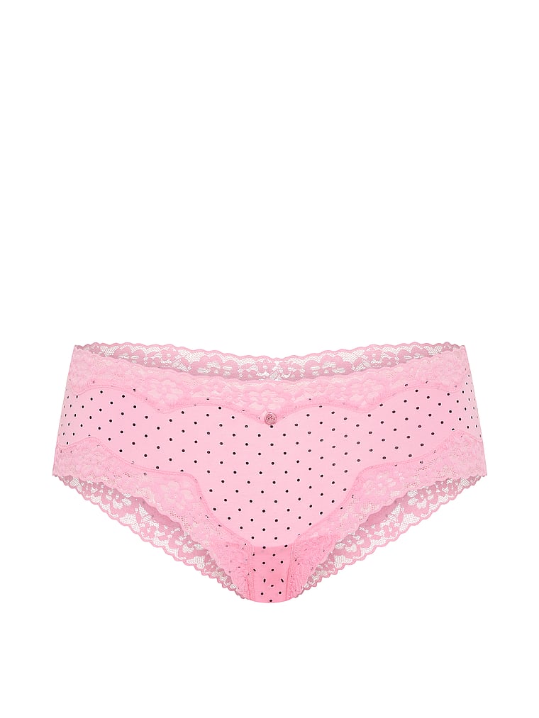 Slip cheeky in cotone con vita in pizzo