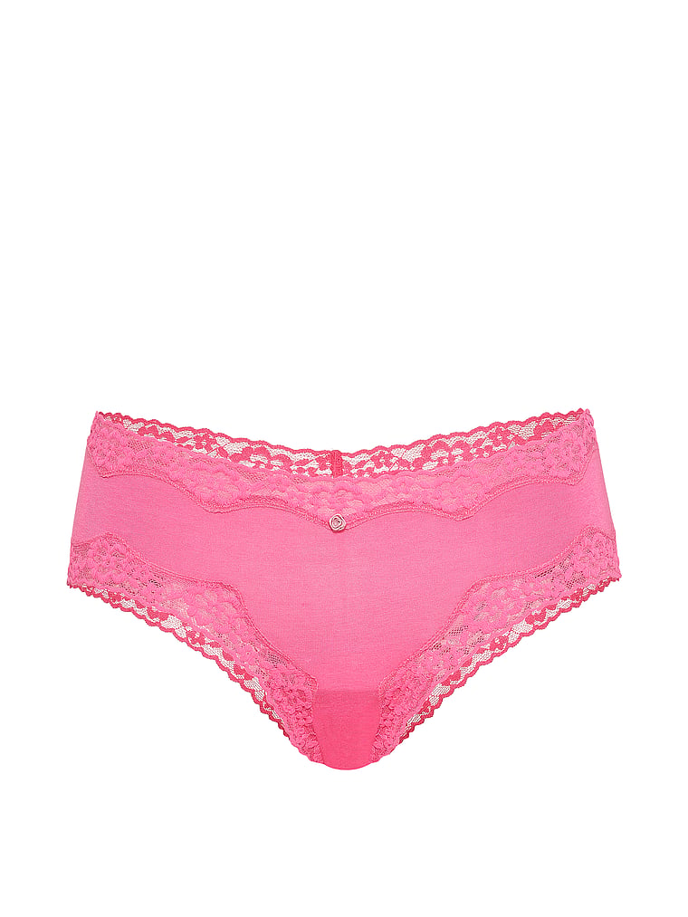 Slip cheeky in cotone con vita in pizzo