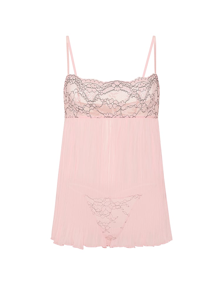 Set babydoll plissettato in pizzo Dare to Dream