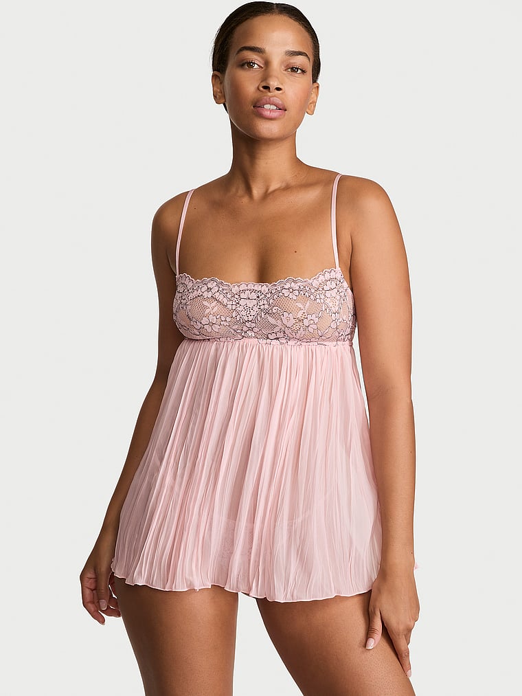 Set babydoll plissettato in pizzo Dare to Dream