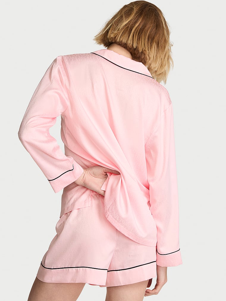 Set pigiama corto a maniche lunghe Signature Satin