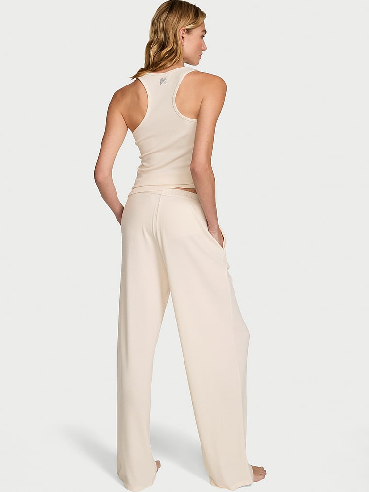 Set pigiama canotta & pantaloni in maglia waffle