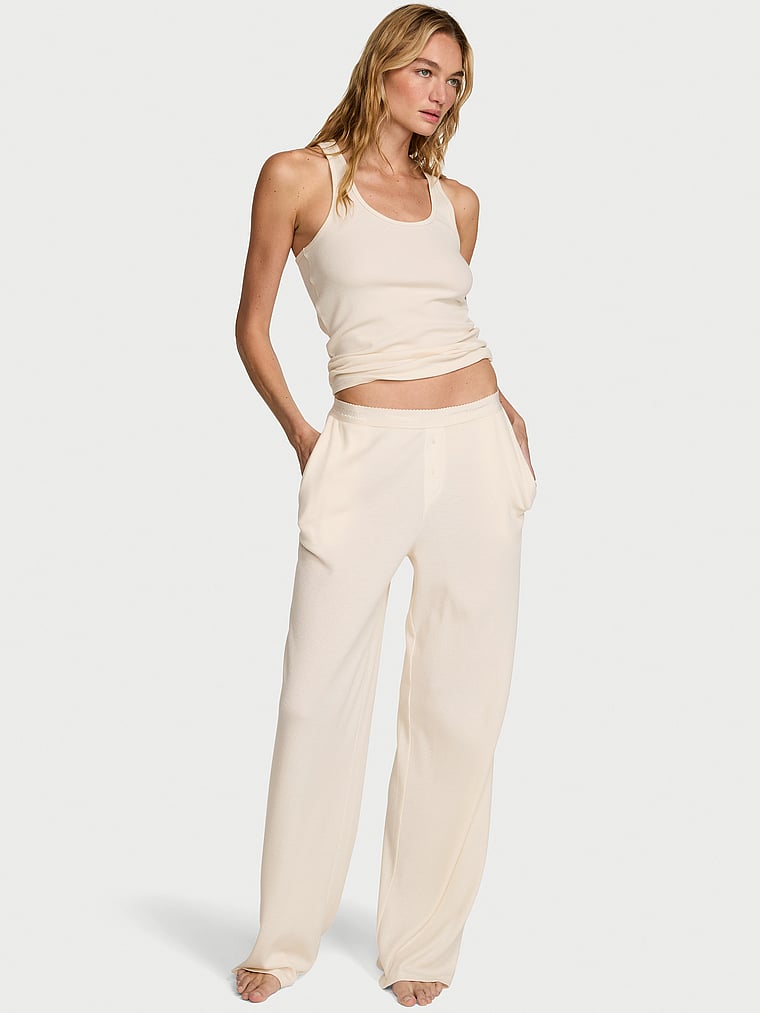 Set pigiama canotta & pantaloni in maglia waffle
