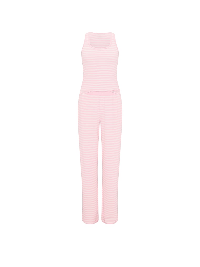 Set pigiama canotta & pantaloni in maglia waffle