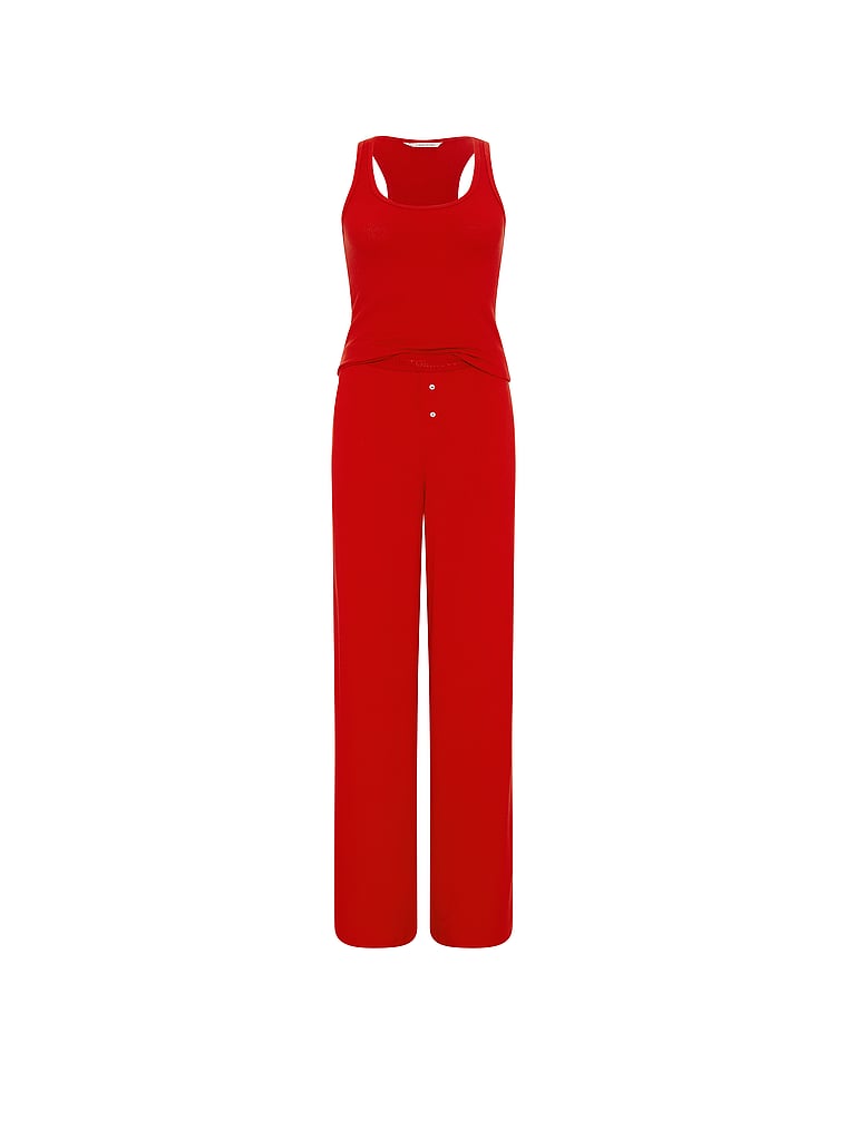 Set pigiama canotta & pantaloni in maglia waffle