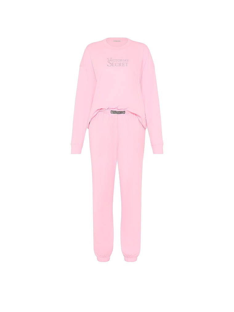 Set pigiama lungo con jogger Shine 100% cotone