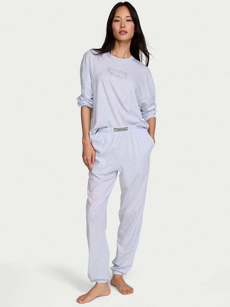 Set pigiama lungo con jogger Shine 100% cotone
