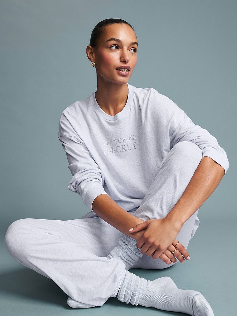 Set pigiama lungo con jogger Shine 100% cotone
