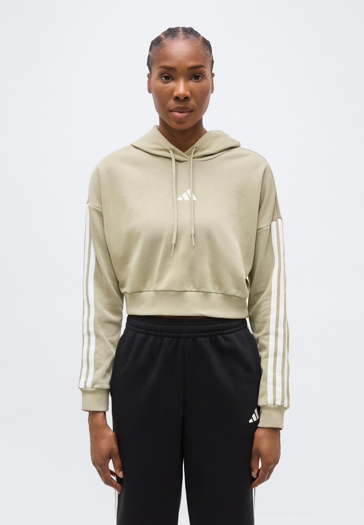 adidas Sportswear Essentials 3 Stripes French Terry Cropped – Felpa con cappuccio Donna