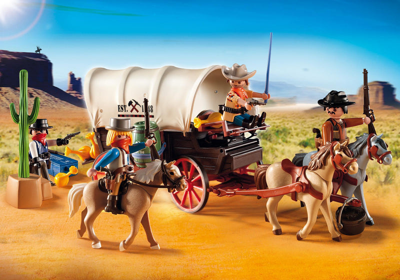 Carro con cowboy e banditi