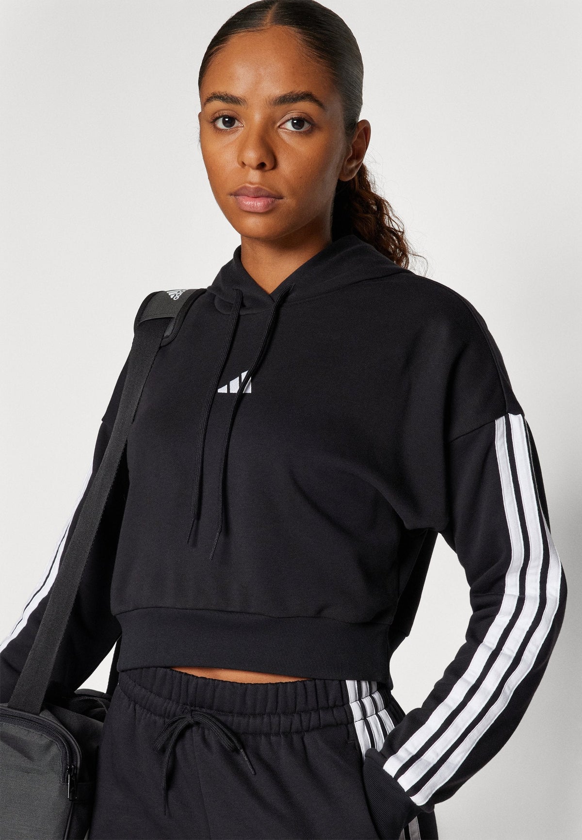 adidas Sportswear Essentials 3 Stripes French Terry Cropped – Felpa con cappuccio Donna