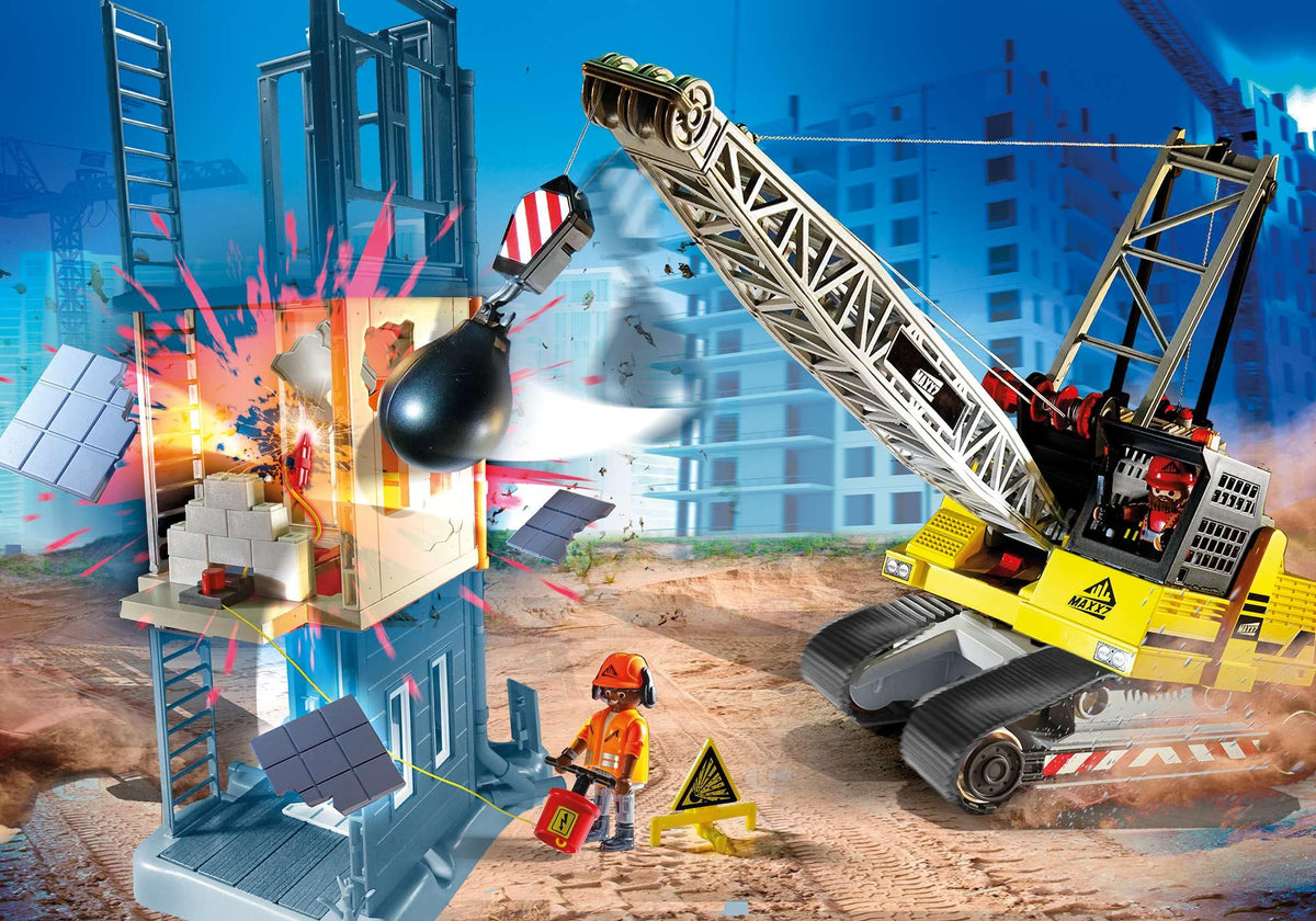Dragline con muro in costruzione