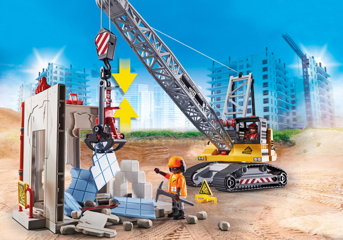 Dragline con muro in costruzione
