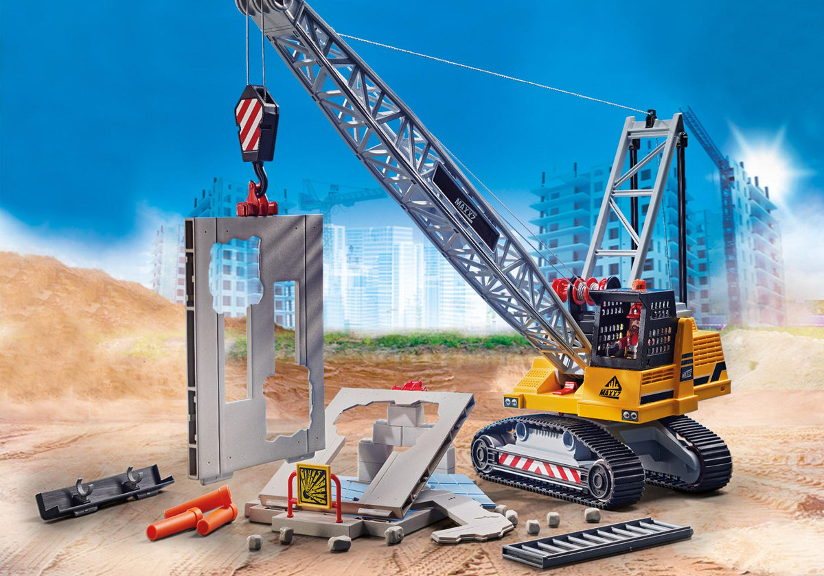 Dragline con muro in costruzione