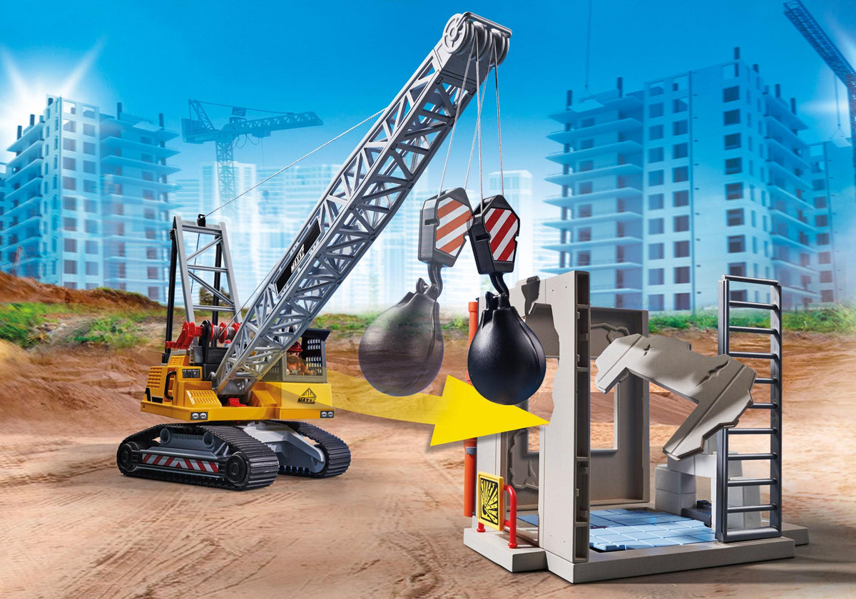 Dragline con muro in costruzione
