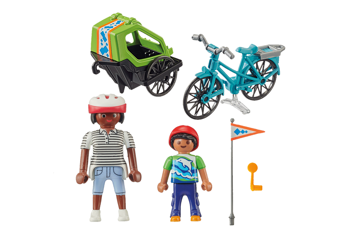 Ciclisti mamma e bambino