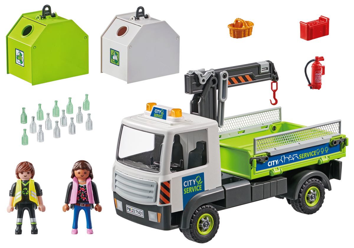 Camion gru per il riciclaggio del vetro