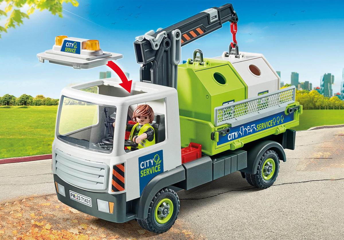 Camion gru per il riciclaggio del vetro