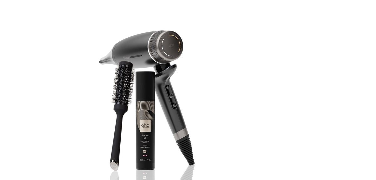 Nuovo trio asciugacapelli ultrarapido ghd speed + spray volumizzante + spazzola rotonda misura 2