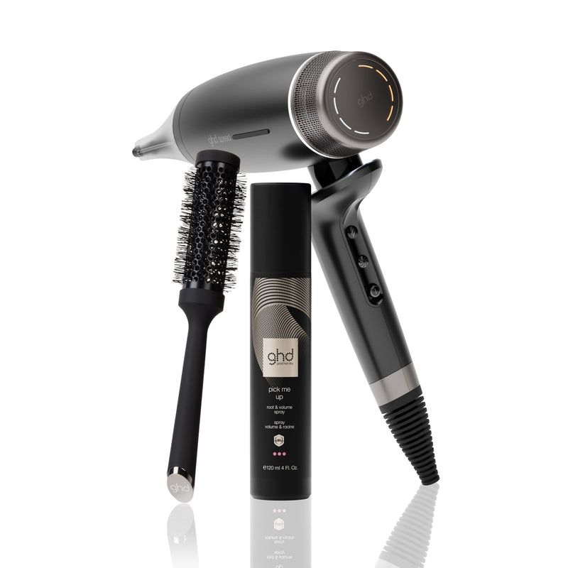 Nuovo trio asciugacapelli ultrarapido ghd speed + spray volumizzante + spazzola rotonda misura 2