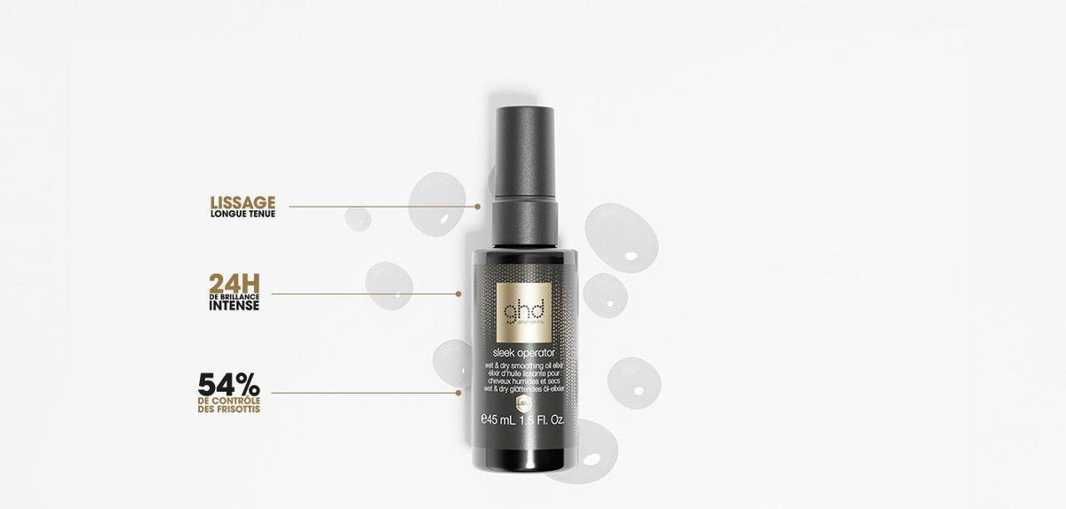 Nuovo elisir in olio lisciante per capelli bagnati e asciutti - ghd sleek operator
