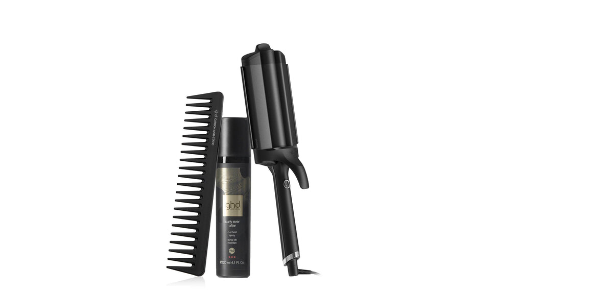 Trio ghd triple waver + pettine + spray