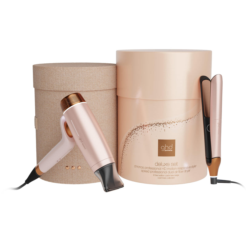 Nuovo cofanetto ghd deluxe con asciugacapelli speed & piastra chronos beige cashmere