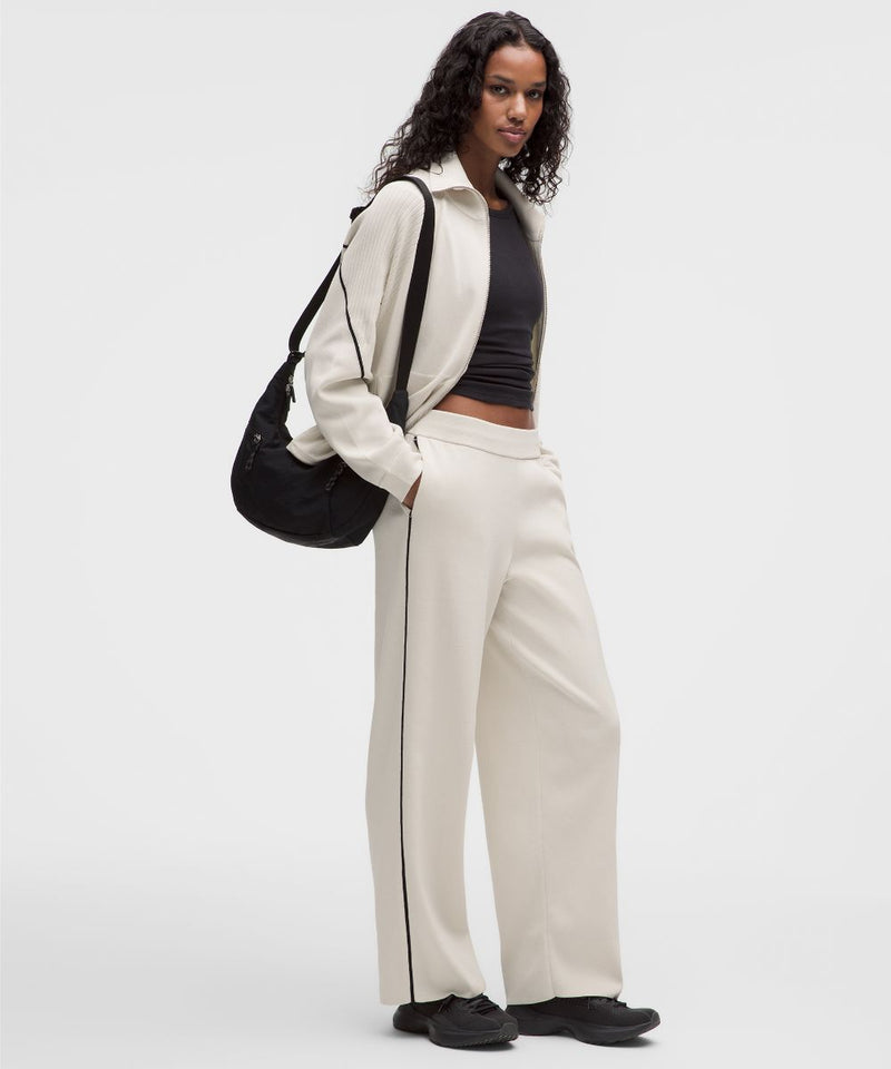 Pantaloni da jogging a vita media in maglia morbida