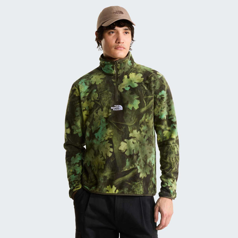 Pile Glacier Novelty con zip 1/4 e logo stampato da Uomo