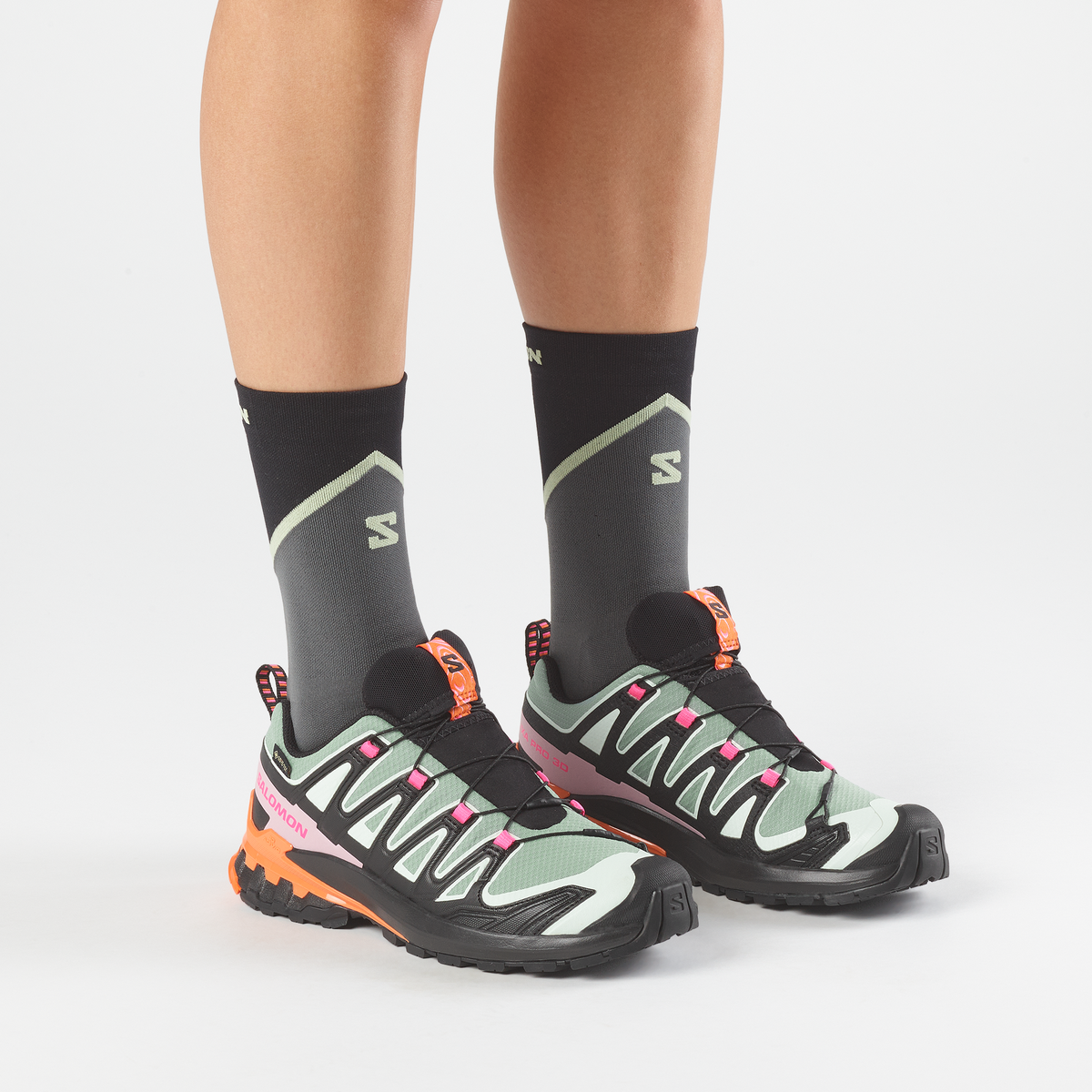 Salomon XA PRO 3D V9 GORE-TEX STORM Donna - Black / Green Milieu / Dragon Fire