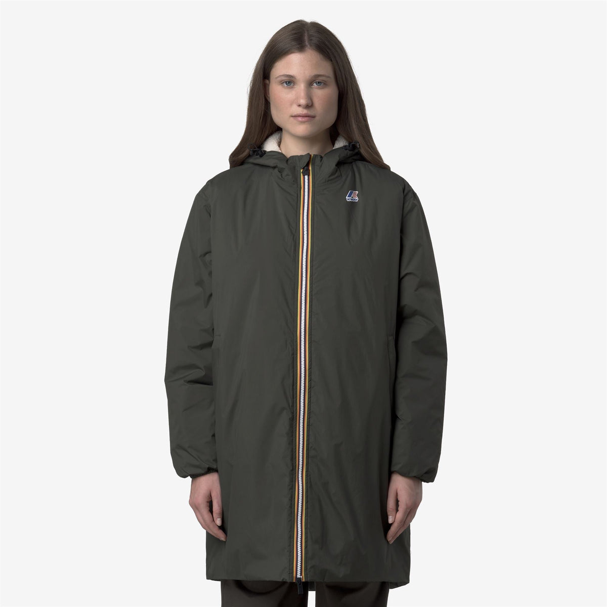 K-Way Le Vrai 4.0 Eiffel East Orsetto – Giacca 3/4 unisex – Green Blackish