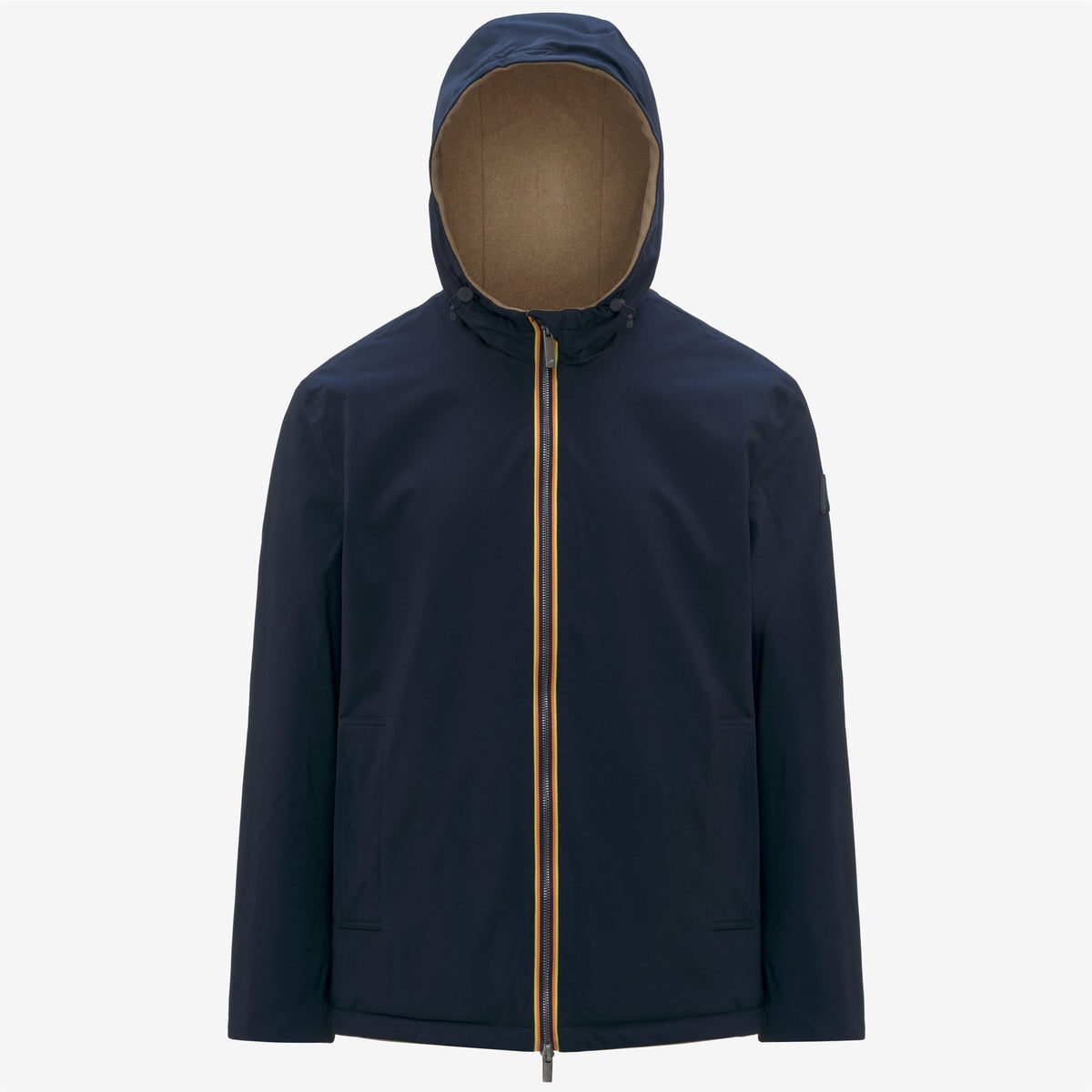 K-Way Claudel Wool Bonded Double – Giacca semilunga da uomo – Beige Khaki - Blue Depth