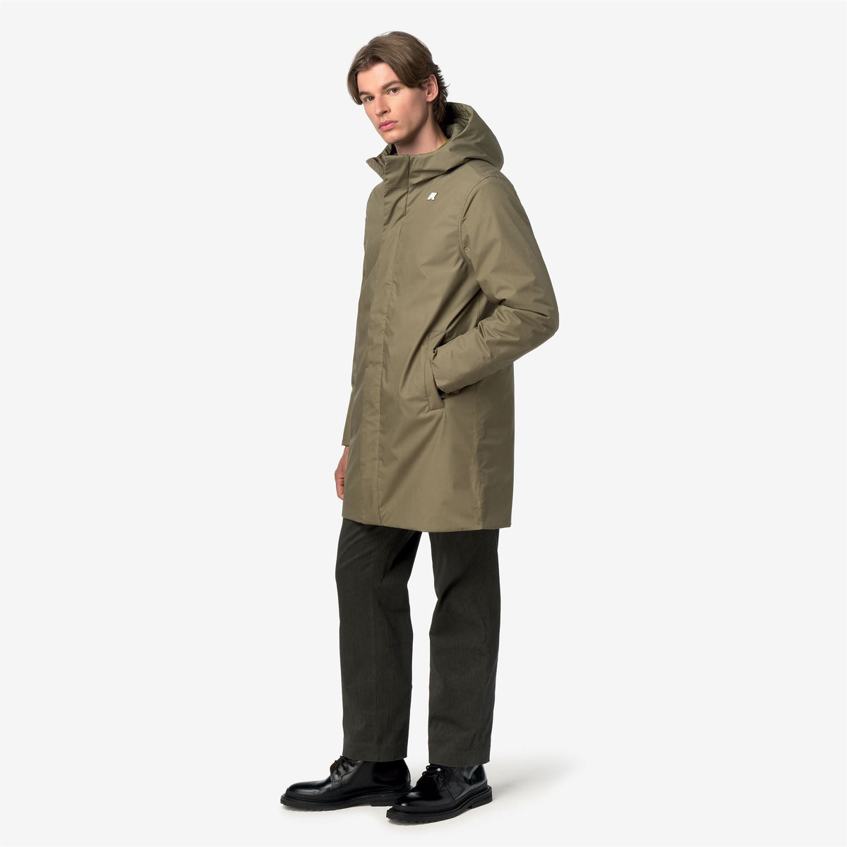 K-Way Thomas Warm Micro Canvas – Giacca lunga da uomo – Green Army