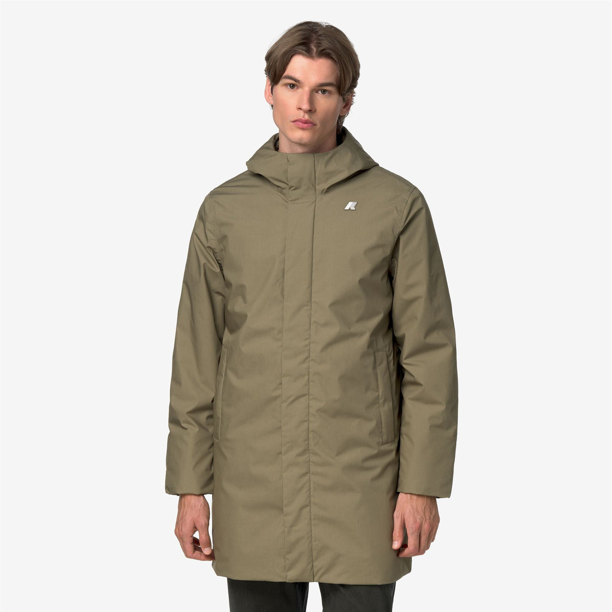 K-Way Thomas Warm Micro Canvas – Giacca lunga da uomo – Green Army