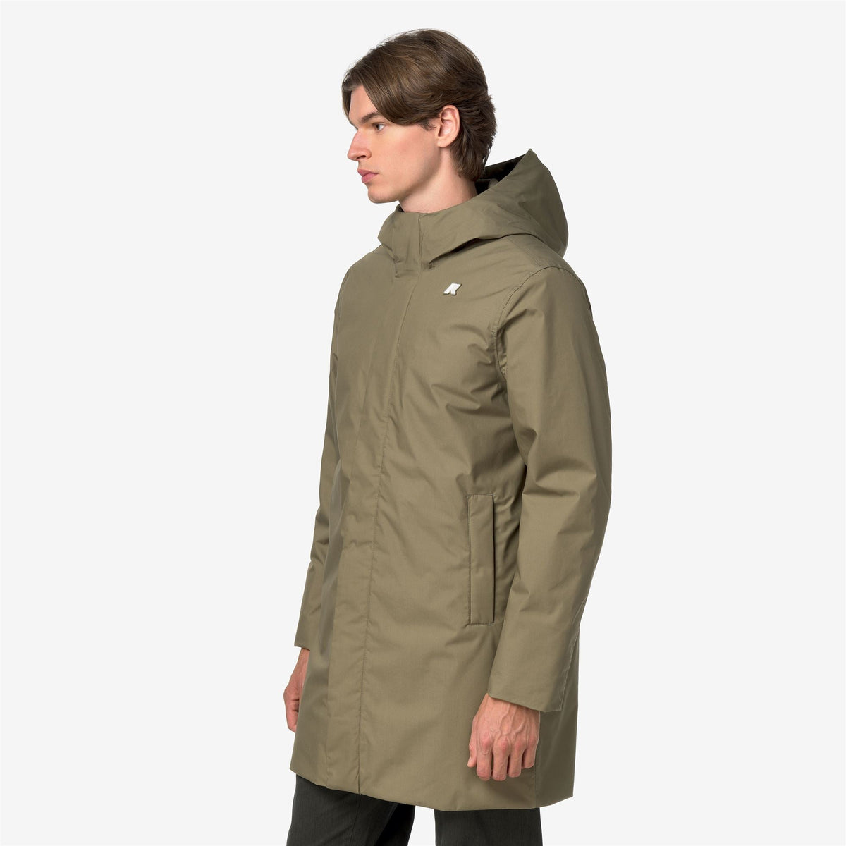 K-Way Thomas Warm Micro Canvas – Giacca lunga da uomo – Green Army