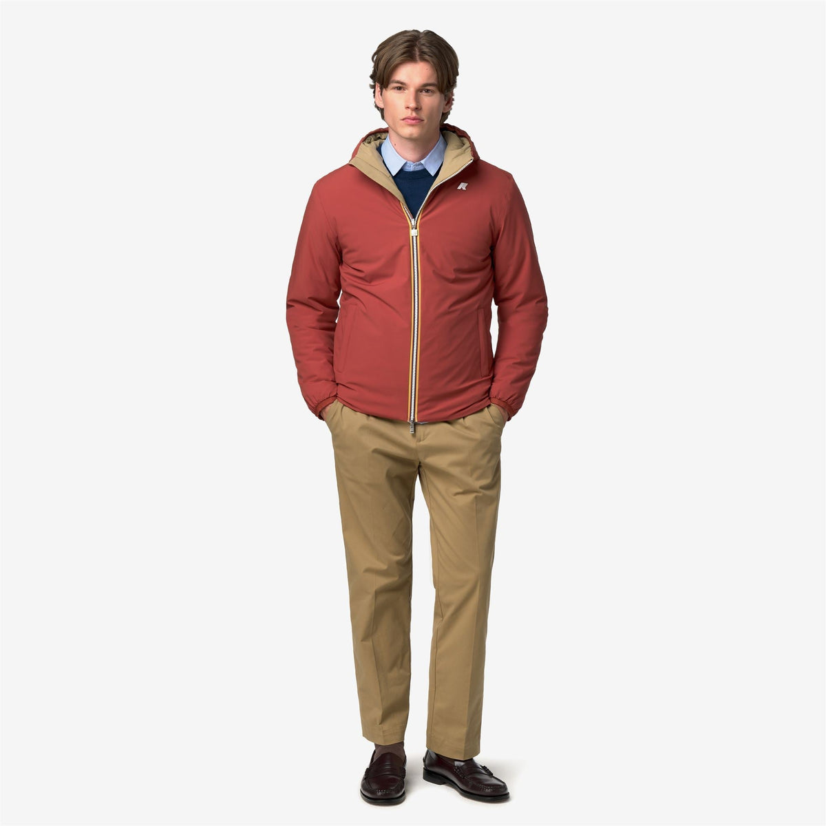 K-Way Jack ST Warm Double – Giacca corta da uomo – Red Dk Chili - Beige Khaki