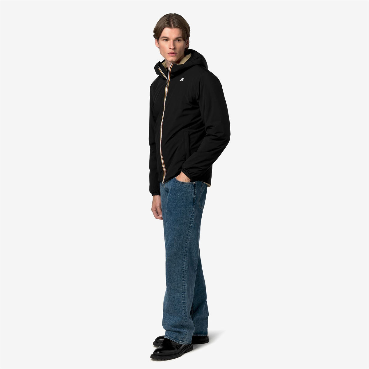 K-Way Jack ST Warm Double – Giacca corta da uomo – Black Pure - Beige Khaki