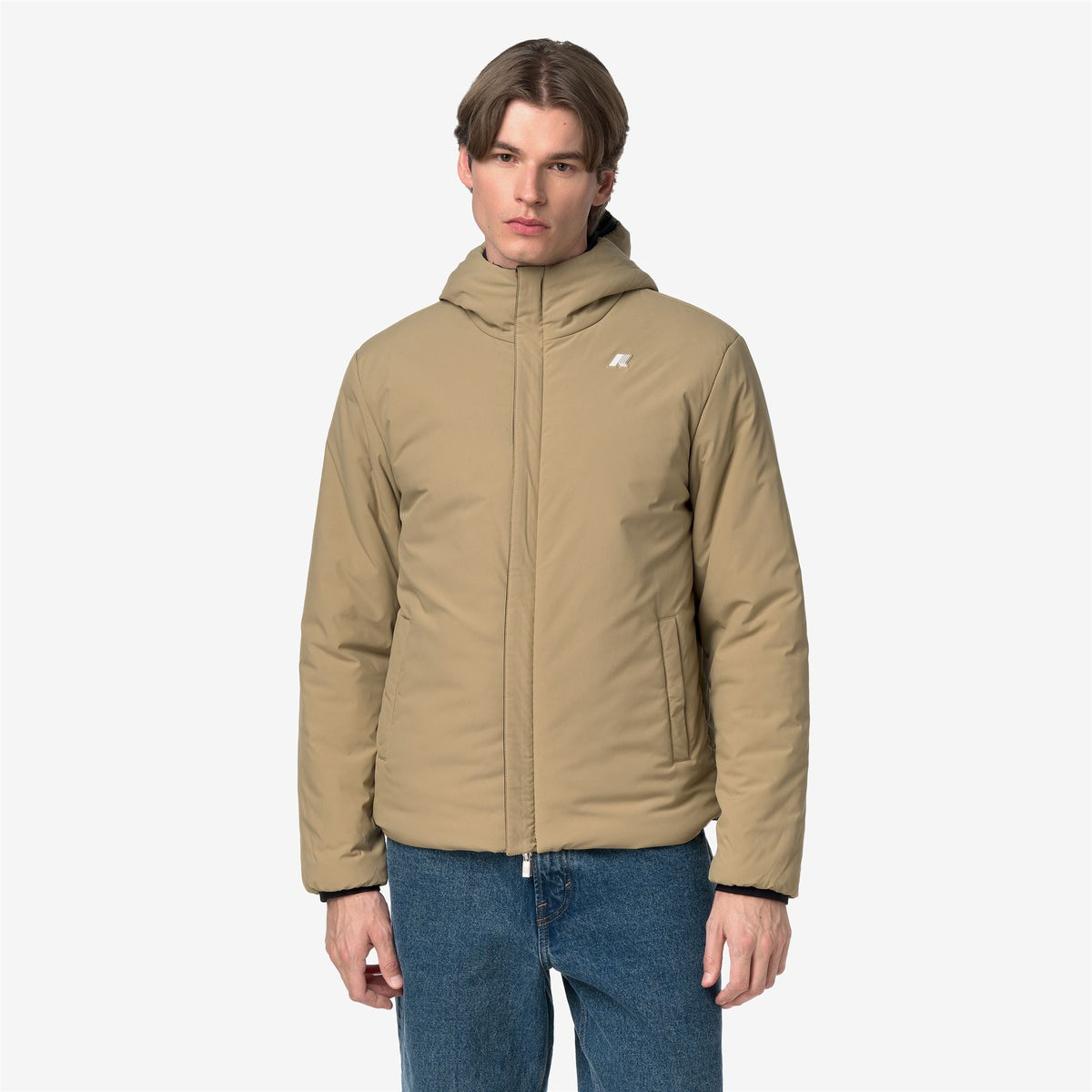 K-Way Jack ST Warm Double – Giacca corta da uomo – Black Pure - Beige Khaki
