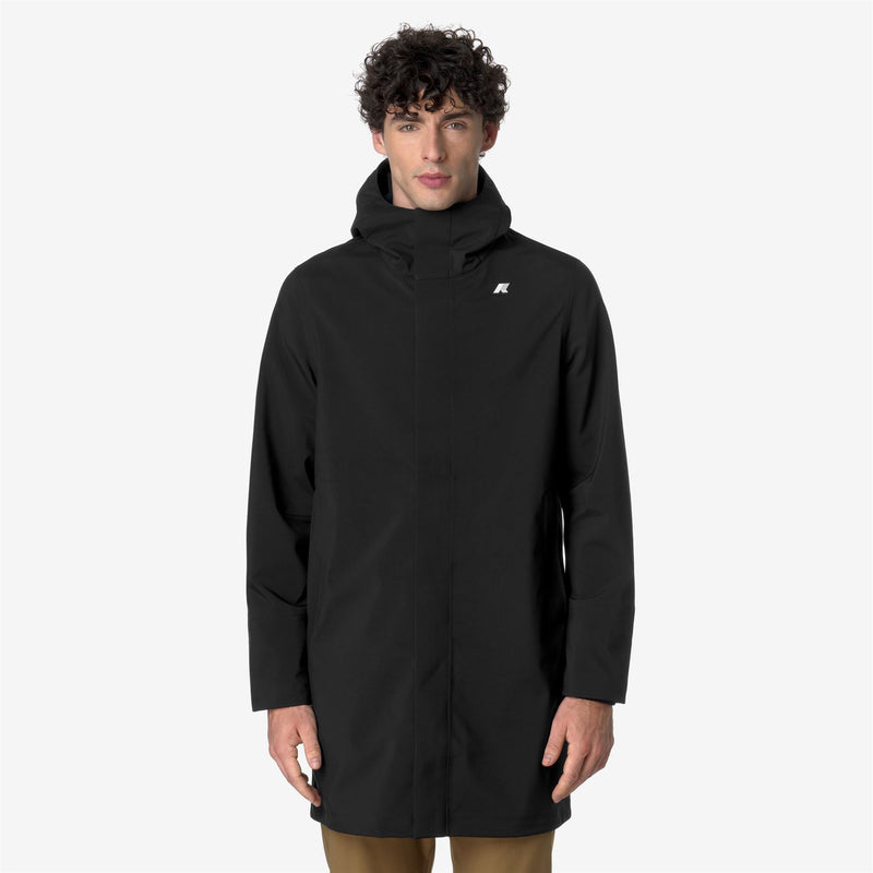 K-Way Thomas Bonded – Giacca lunga uomo – Black-Blue Depth - Black Pure - Blue Depth