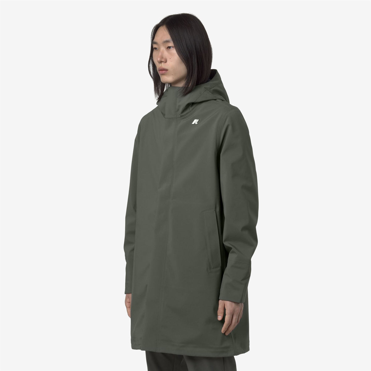 K-Way Thomas Bonded – Giacca lunga uomo – Green Blackish - Blue Depth