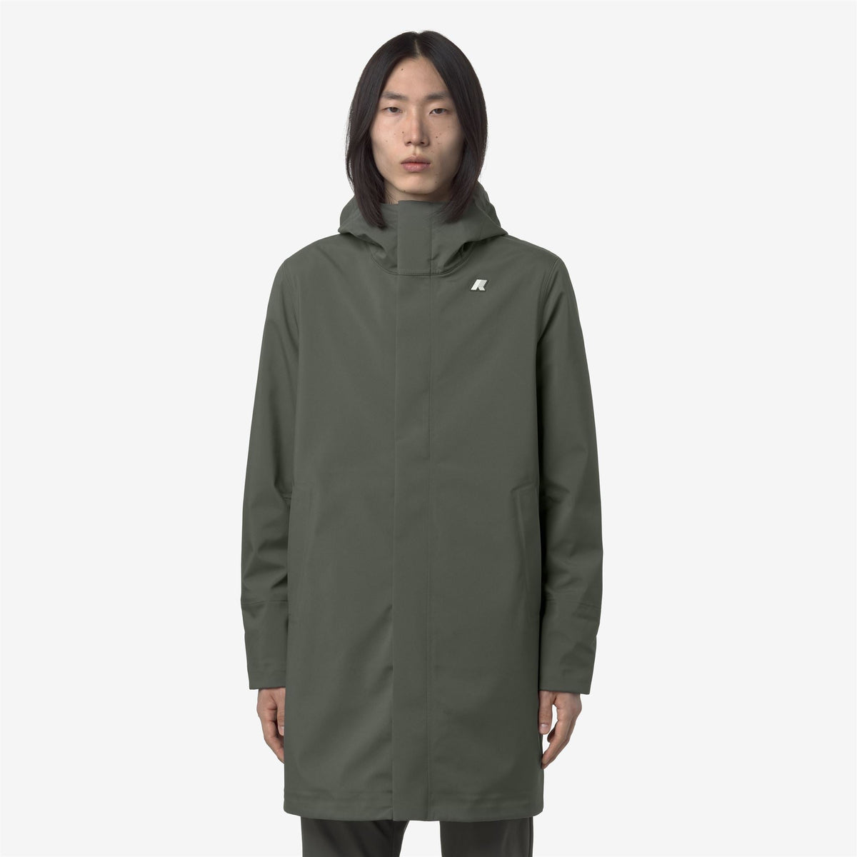 K-Way Thomas Bonded – Giacca lunga uomo – Green Blackish - Blue Depth