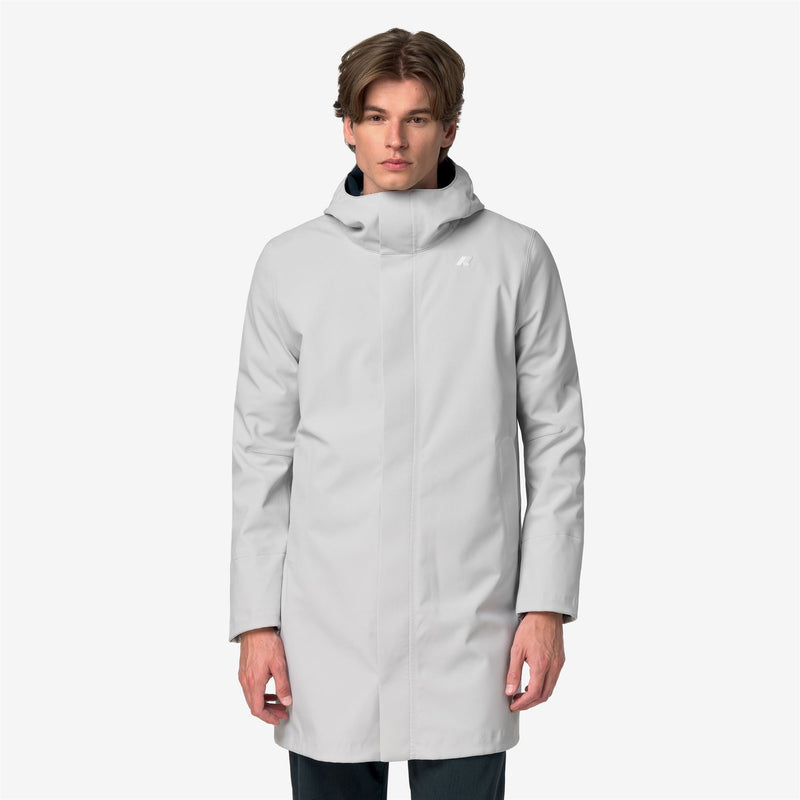 K-Way Thomas Bonded – Giacca lunga da uomo – Grey Ash - Blue Depth