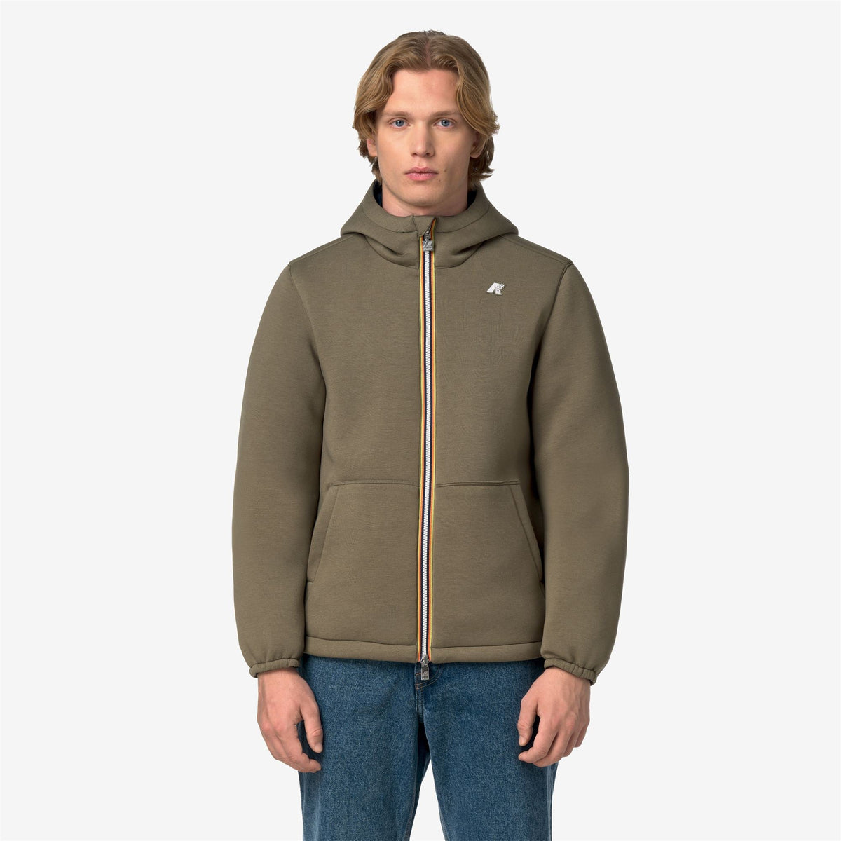 K-Way Jack Spacer Nylon Double – Giacca corta da uomo – Green Army - Blue Depth