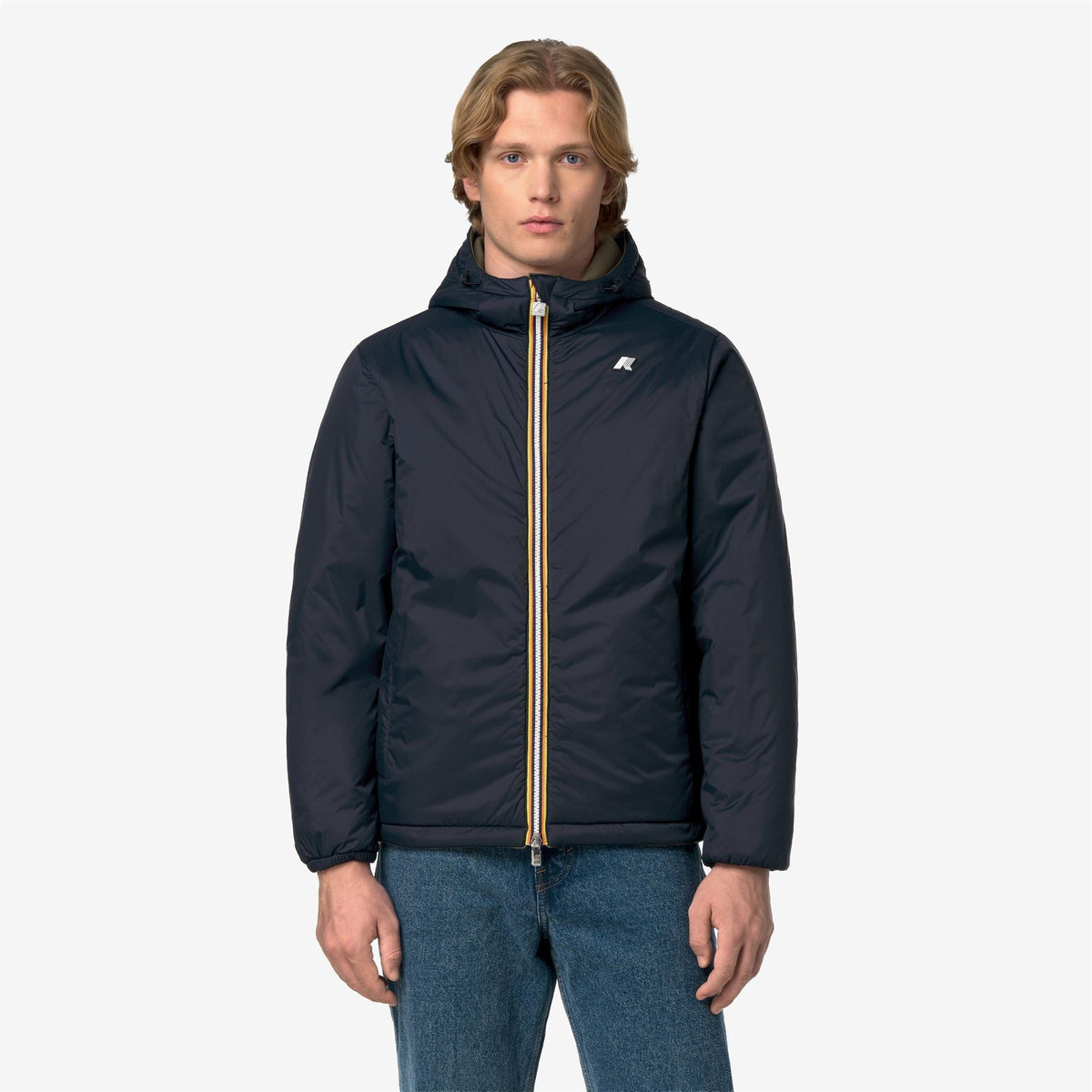 K-Way Jack Spacer Nylon Double – Giacca corta da uomo – Green Army - Blue Depth