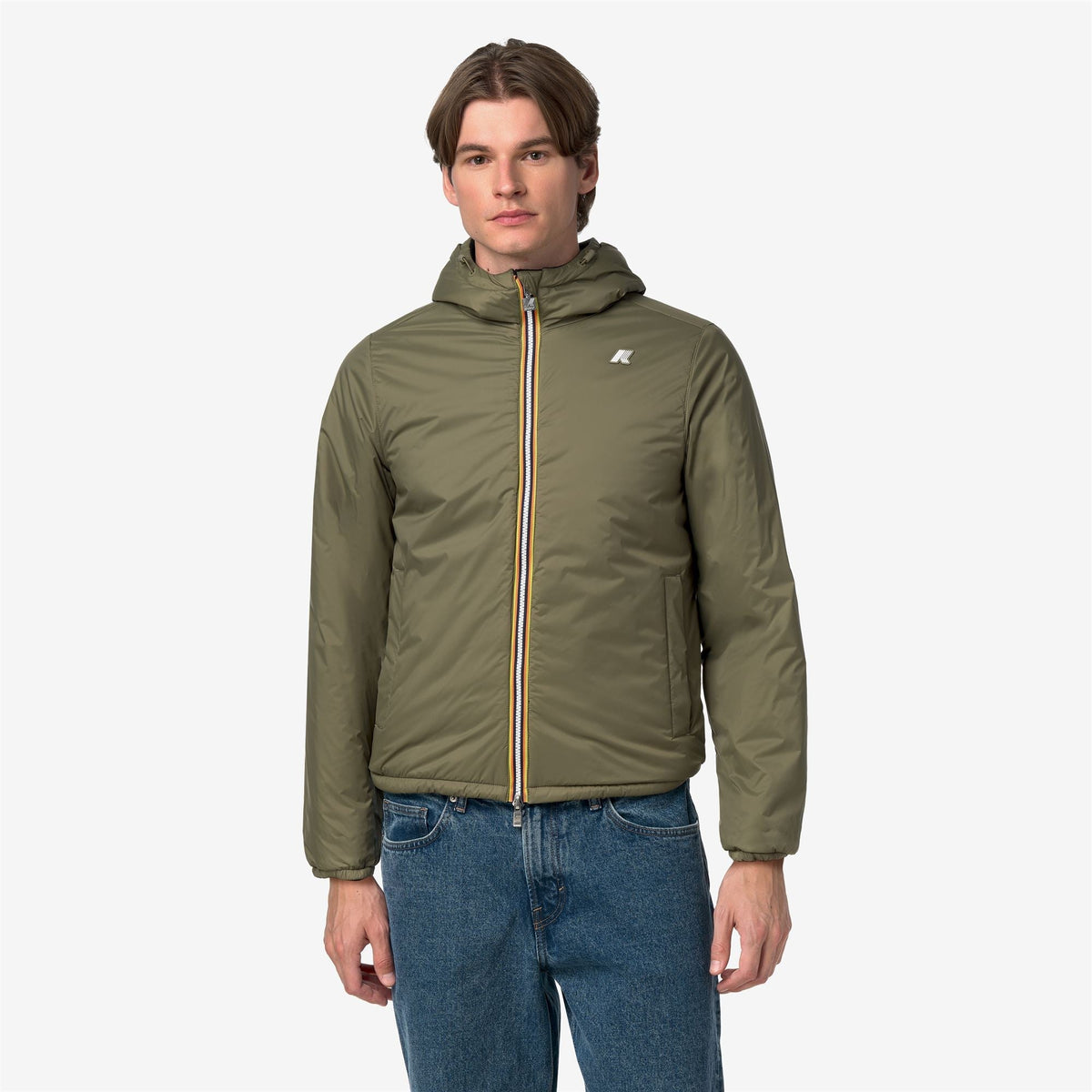 K-Way Jack Spacer Nylon Double – Giacca corta da uomo – Black Pure - Green Army