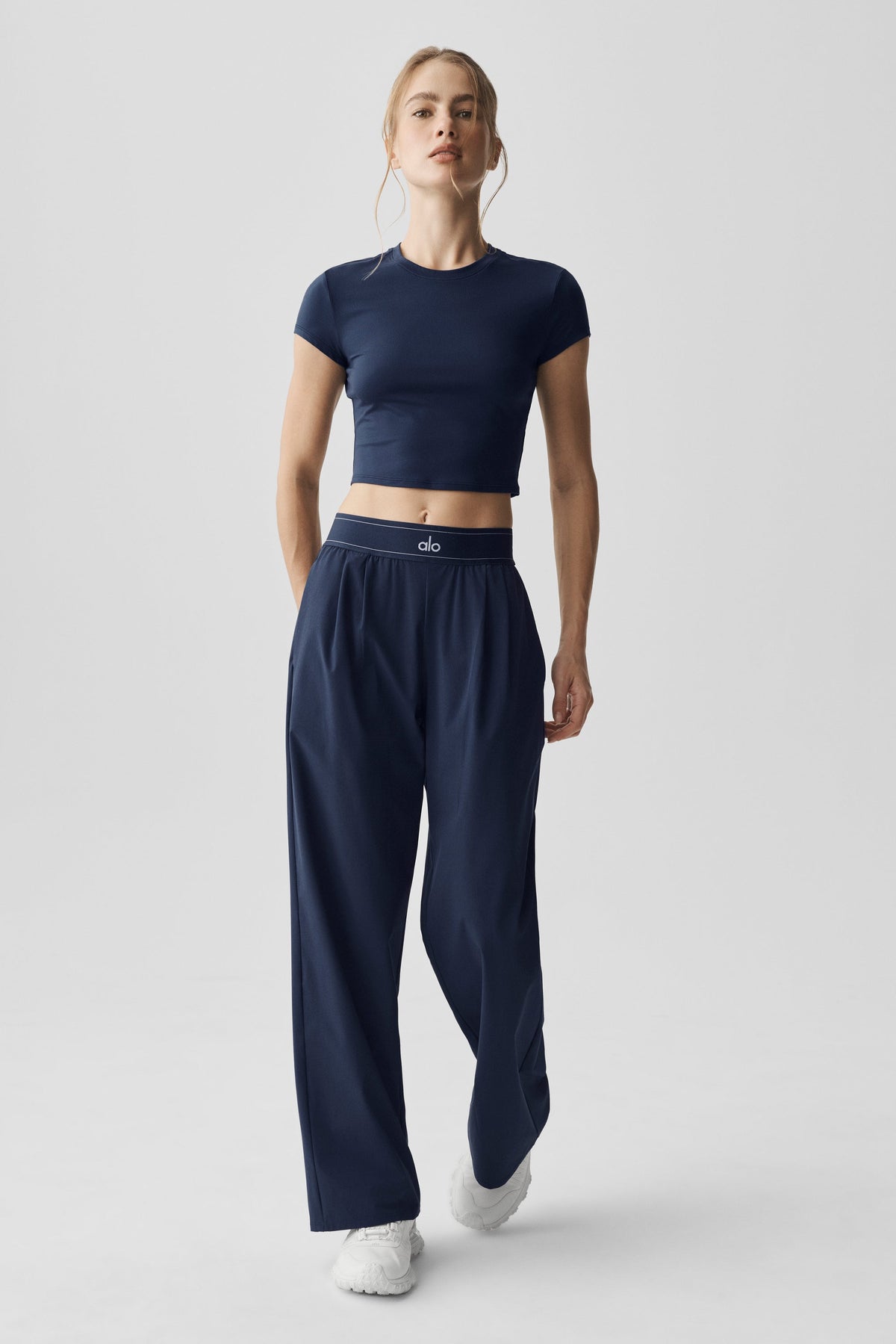 Top corto a maniche corte Alosoft Finesse - Navy