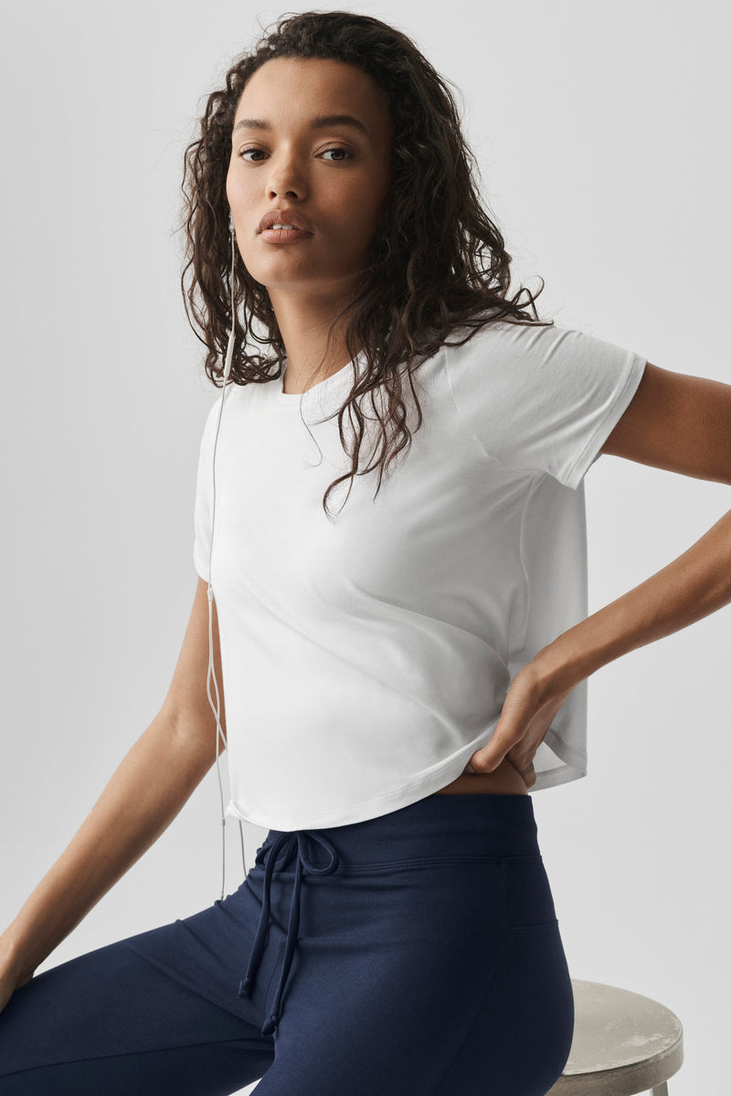 Top corto a maniche corte All Day - White